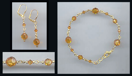 Swarovski Amber Topaz Bracelet Set
