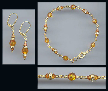 Amber Topaz Crystal Bracelet Set