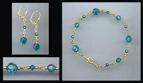 Swarovski Blue Zircon Bracelet Earring Set