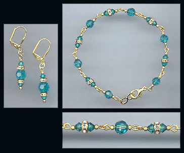 Teal Blue Crystal Bracelet Set