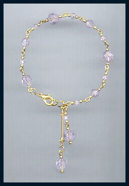 Gold Swarovski Violet Crystal Bracelet