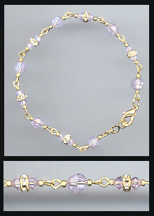 Gold Violet Crystal and Rondelles Bracelet