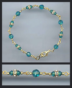 Teal Blue Crystal Bracelet