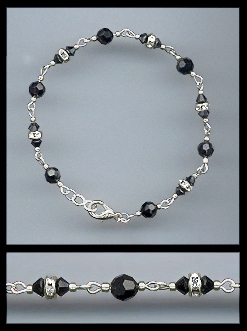 Jet Black Crystal Bracelet Earrings Set