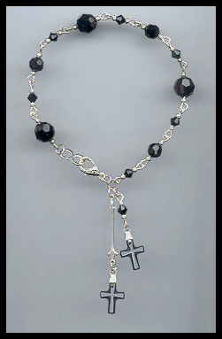 Swarovski Frosted Black Crystal Cross Bracelet