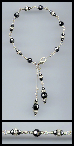 Silver Hematite Crystal Rondelle Bracelet
