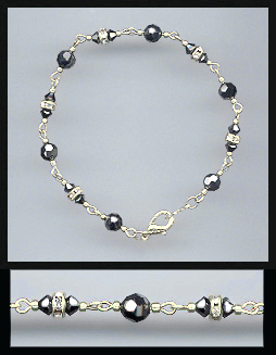 Silver Hematite Crystal and Rondelles Bracelet