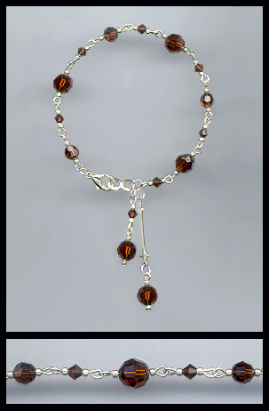 Silver Swarovski Mocca Brown Crystal Bracelet
