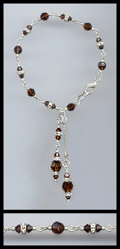 Chocolate Brown Crystal Drop Bracelet