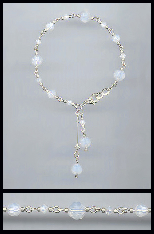 Silver Opal White Crystal Bracelet