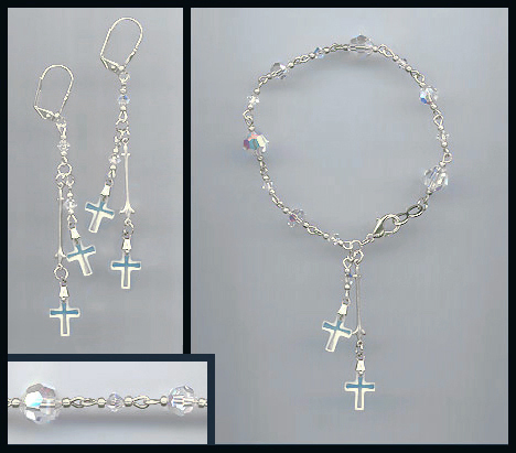Swarovski Aurora Crystal Cross Bracelet Set