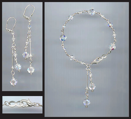 Aurora Borealis Crystal Drop Bracelet Set