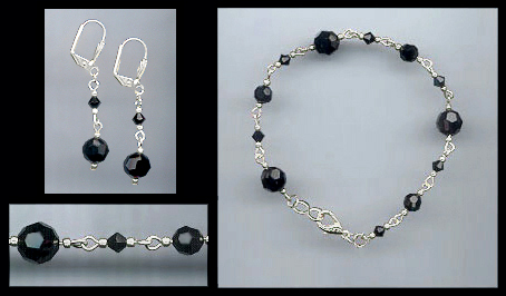 Swarovski Jet Black Bracelet Set