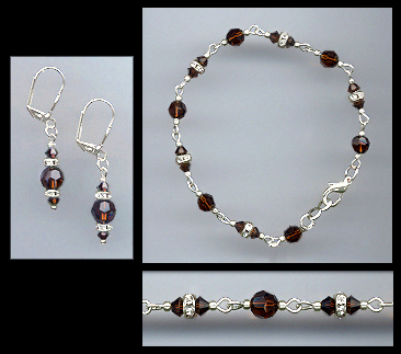 Chocolate Brown Crystal Bracelet Set