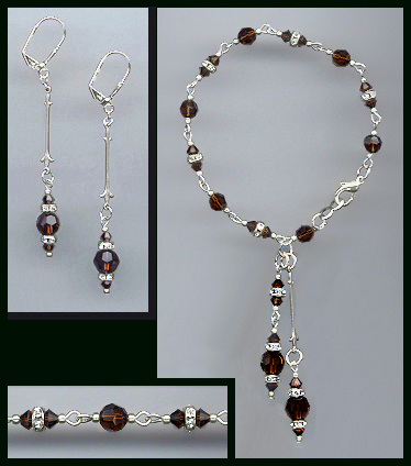 Mocca Brown Crystal Drop Bracelet Set
