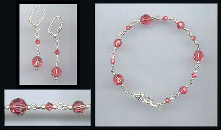 Swarovski Coral Sunset Bracelet Earring Set