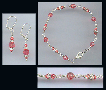 Coral Peach Crystal Bracelet Set