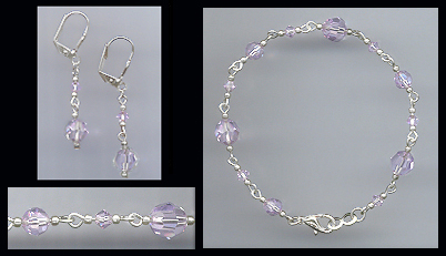 Swarovski Violet Crystal Bracelet Set