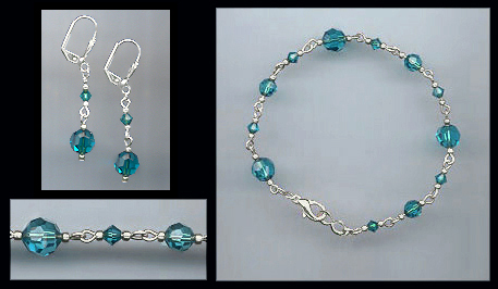 Swarovski Teal Blue Bracelet Set