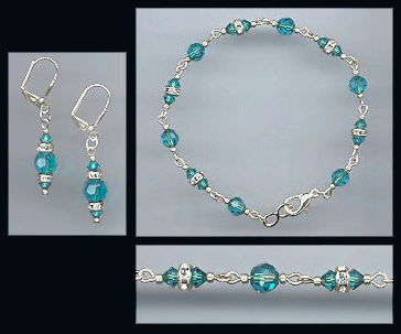 Teal Blue Crystal Bracelet Set