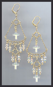Aurora Crystal Cross Earrings