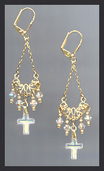 Vintage Aurora Crystal Cross Earrings