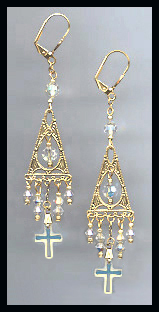 Swarovski Aurora Frosted Cross Earrings