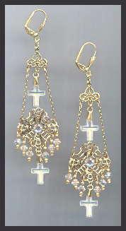 Aurora Frosted Cross Chandelier Earrings