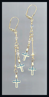 Double Aurora Crystal Cross Earrings