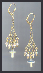 Aurora Frosted Aurora Crystal Cross Earrings