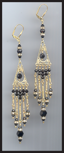Swarovski Jet Black Chandelier Earrings