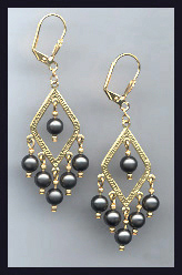 Black Crystal Pearl Earrings
