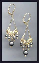 Vintage Black Pearl Earrings