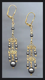 Black Simulated Pearl Earrings