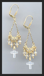 Vintage Crystal Cross Earrings