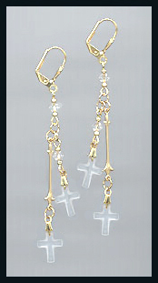 Double Crystal Cross Earrings