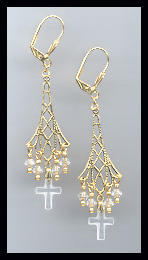 Frosted Crystal Cross Earrings