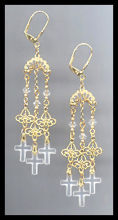 Crystal Cross Chandelier Earrings
