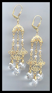 Crystal Heart Chandelier Earrings