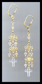 Vintage Frosted Cross Earrings