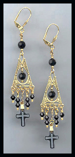 Swarovski Black Frosted Cross Earrings