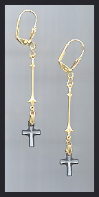 Black Frosted Cross Drop Earrings