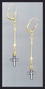 Black Frosted Cross Drop Earrings