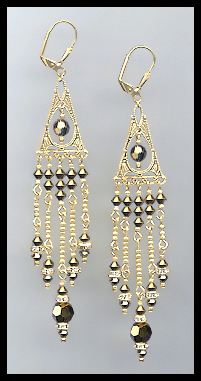 Long Dorado Gold Crystal Chandelier Earrings