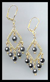 Jet Hematite Crystal Earrings
