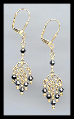 Jet Hematite Dangle Earrings