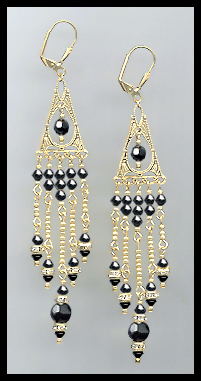Long Hematite Crystal Chandelier Earrings