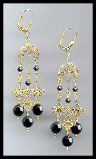 Jet Hematite Chandelier Earrings