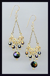 Vintage Black AB Earrings