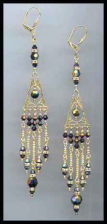 Swarovski Black Aurora Chandelier Earrings
